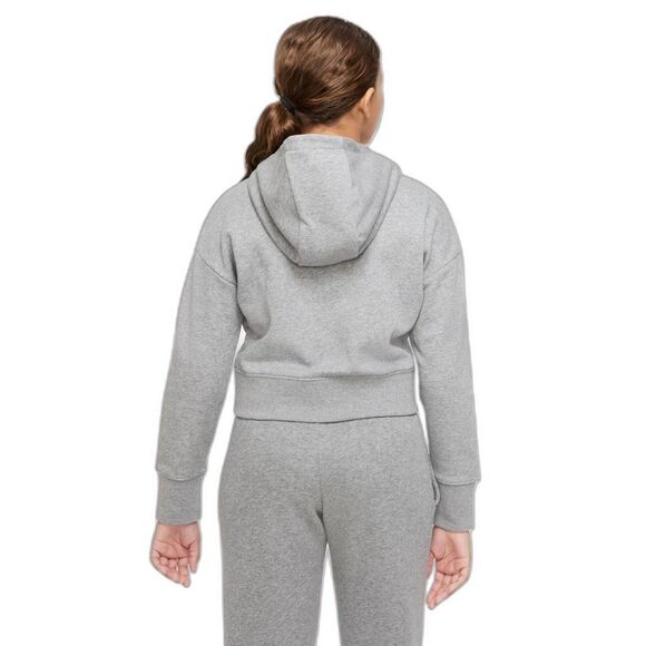 Nike Gray & Pink Sportswear Club Fleece Cropped Hoody Girls Size XL - Picture 2 of 11